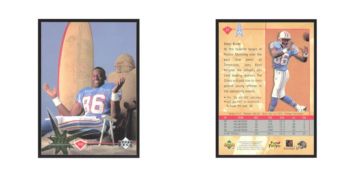 1997 Upper Deck Joey Kent RC Houston Oilers #25