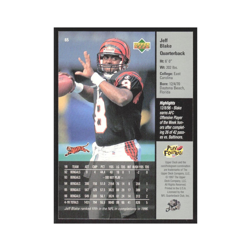 1997 Upper Deck Jeff Blake Bengals #65
