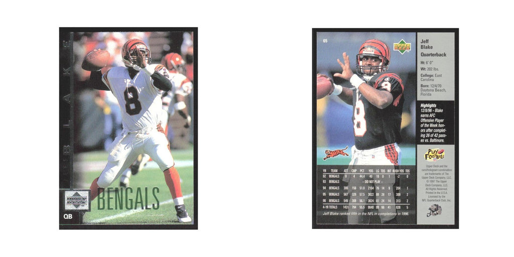 1997 Upper Deck Jeff Blake Bengals #65