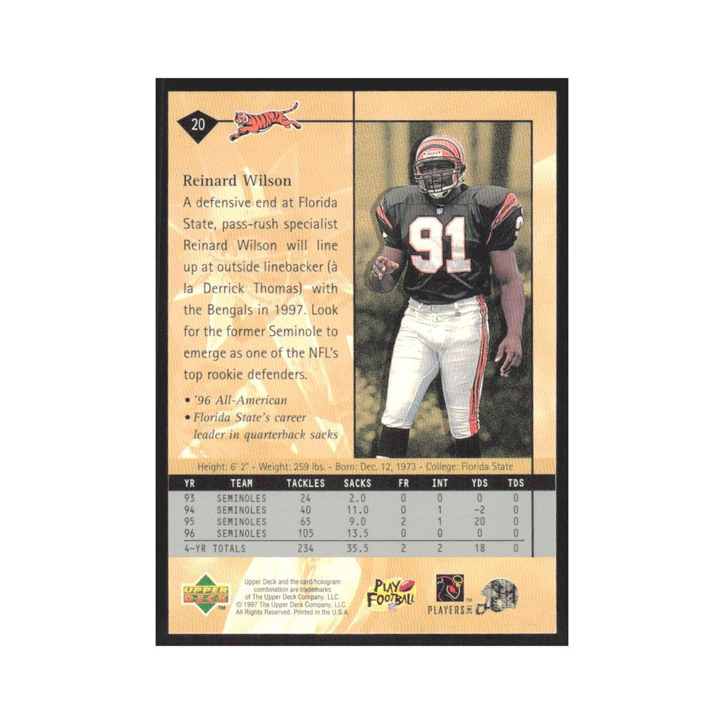1997 Upper Deck Reinard Wilson RC Bengals #20
