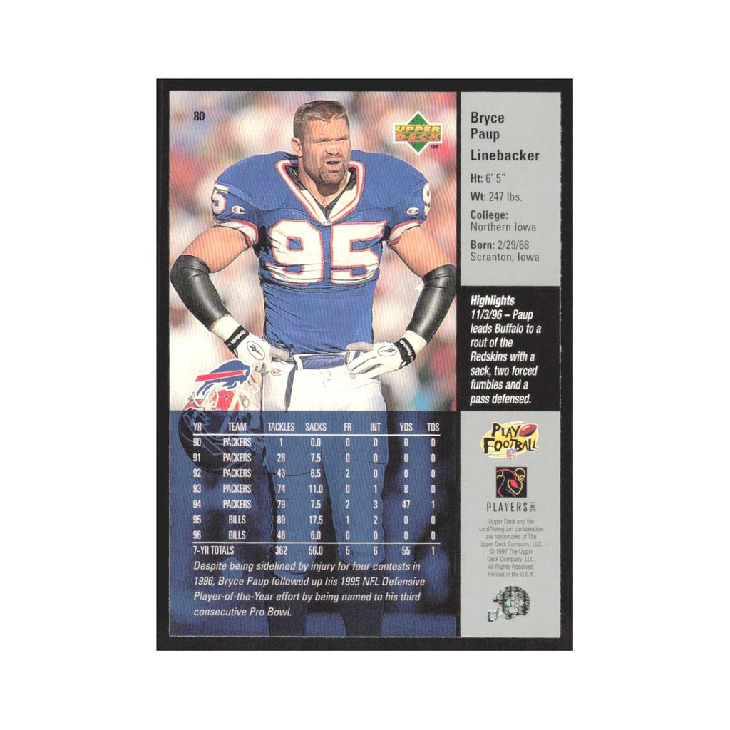 1997 Upper Deck Bryce Paup Bills #80