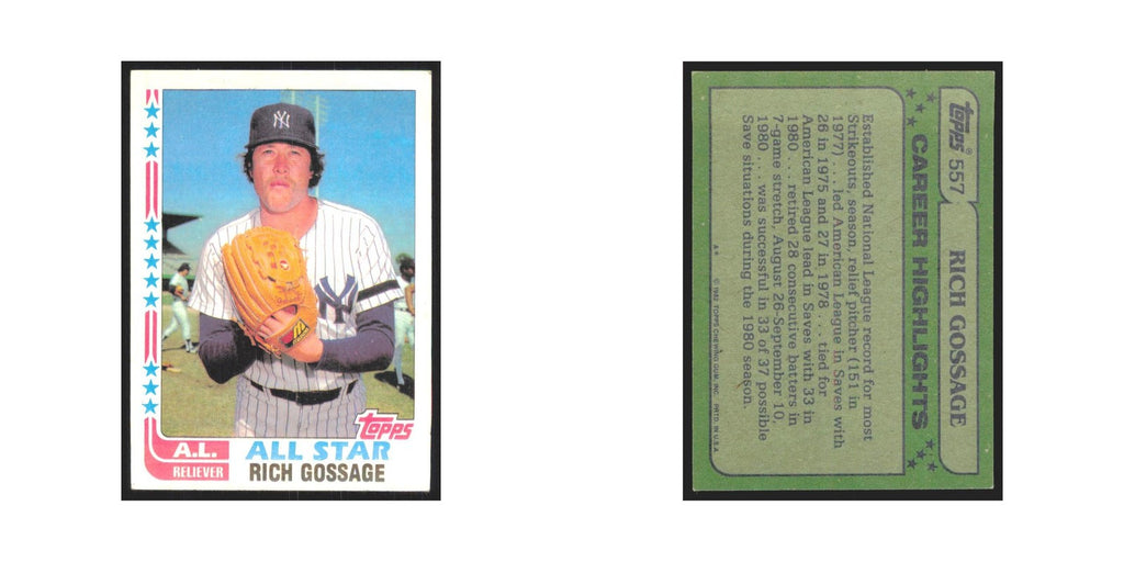 1982 Topps Rich Gossage Yankees #557
