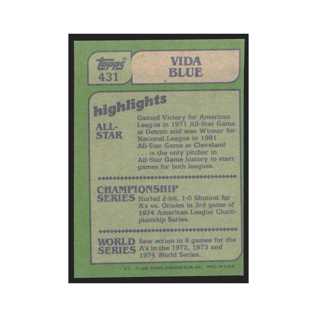 1982 Topps Vida Blue Giants #431