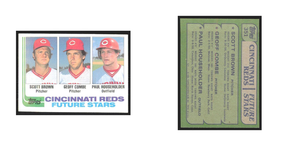 1982 Topps Scott Brown/Geoff Combe/Paul Householder Reds #351