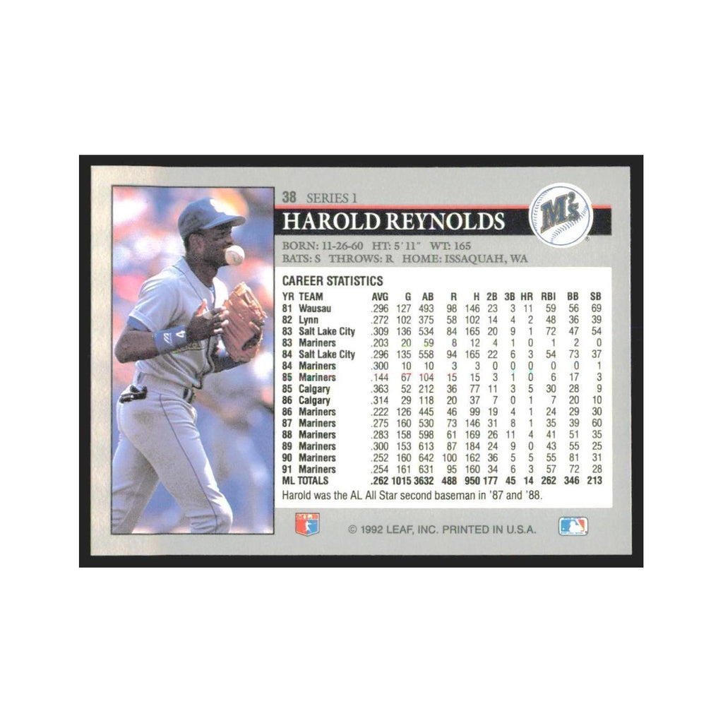 1992 Leaf Harold Reynolds Mariners #38.0