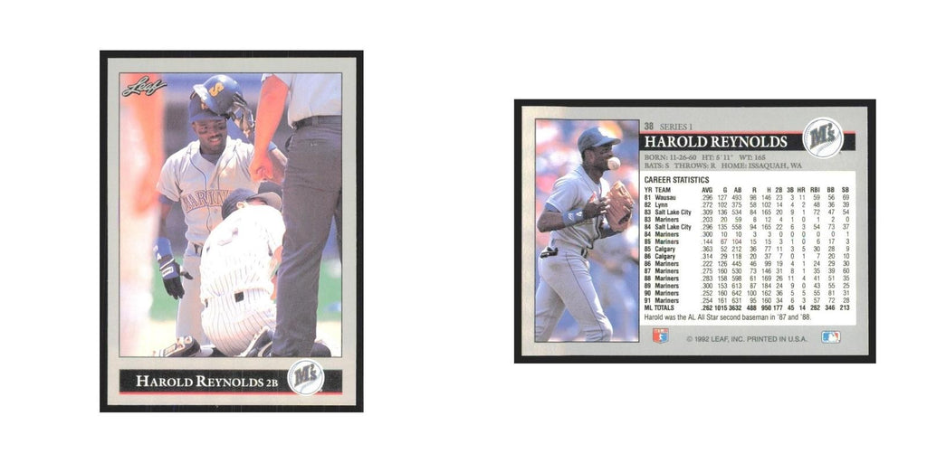 1992 Leaf Harold Reynolds Mariners #38.0