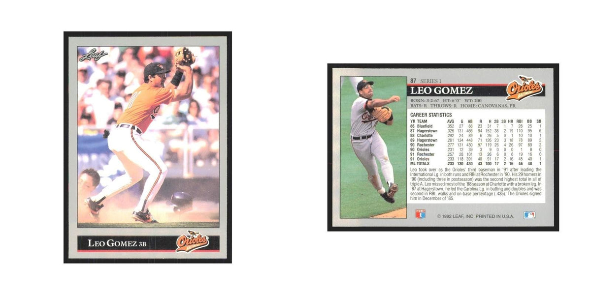 1992 Leaf Leo Gomez Orioles #87.0