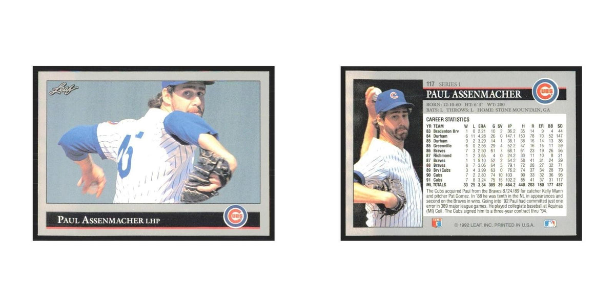 1992 Leaf Paul Assenmacher Cubs #117.0