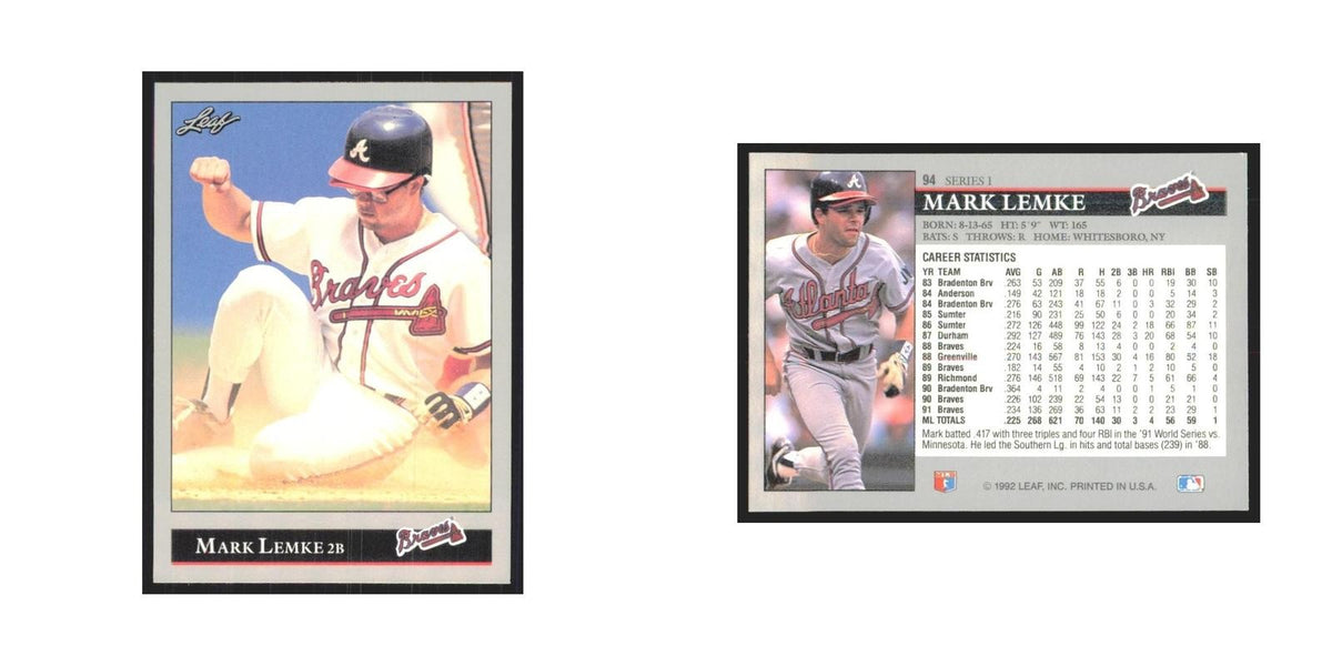 1992 Leaf Mark Lemke Braves #94.0