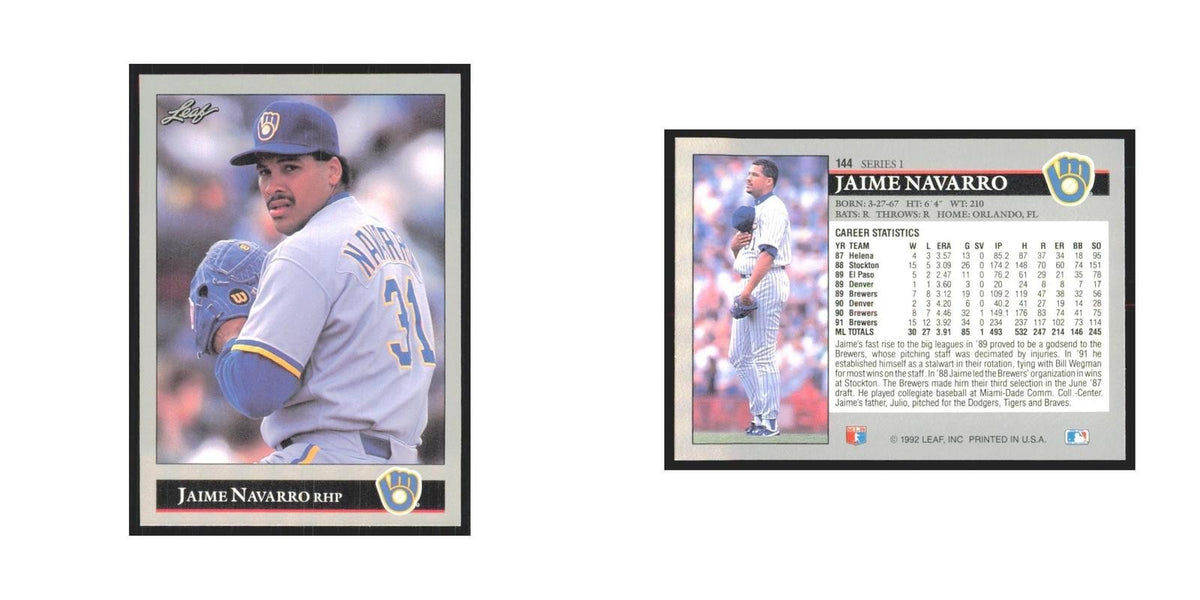 1992 Leaf Jaime Navarro Brewers #144.0