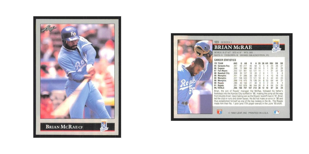 1992 Leaf Brian McRae Royals #123.0