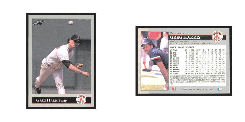 1992 Leaf Greg Harris Red Sox #154.0