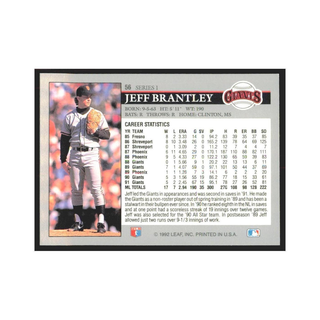 1992 Leaf Jeff Brantley Giants #56.0