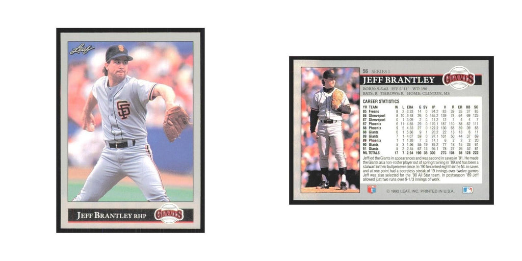 1992 Leaf Jeff Brantley Giants #56.0