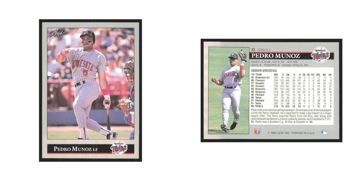 1992 Leaf Pedro Munoz Twins #53.0
