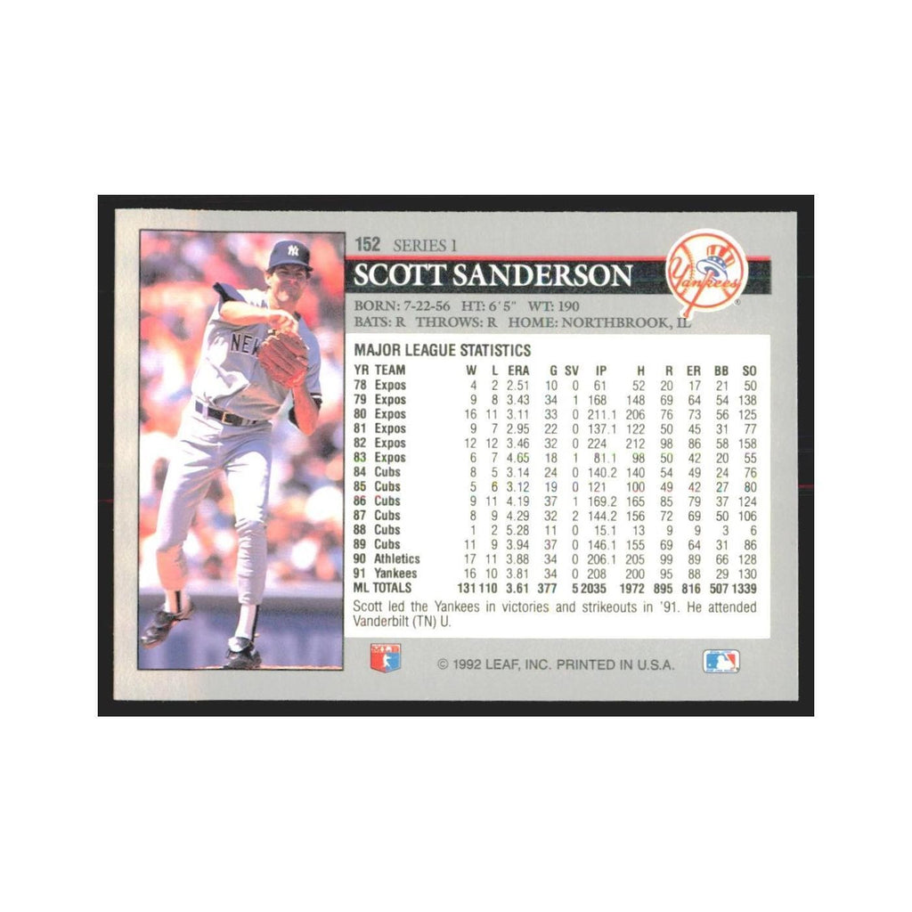 1992 Leaf Scott Sanderson Yankees #152.0