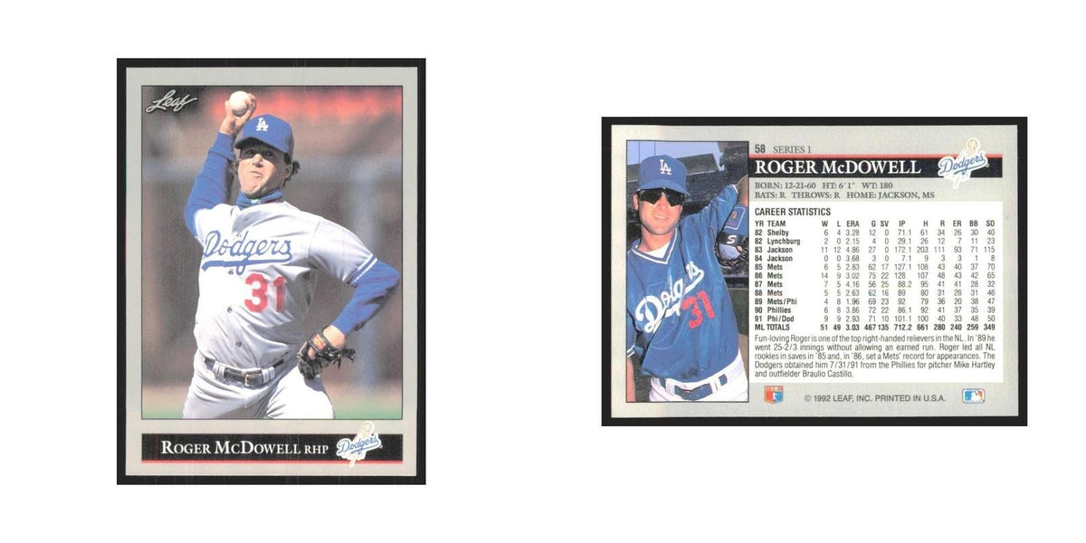 1992 Leaf Roger McDowell Dodgers #58.0