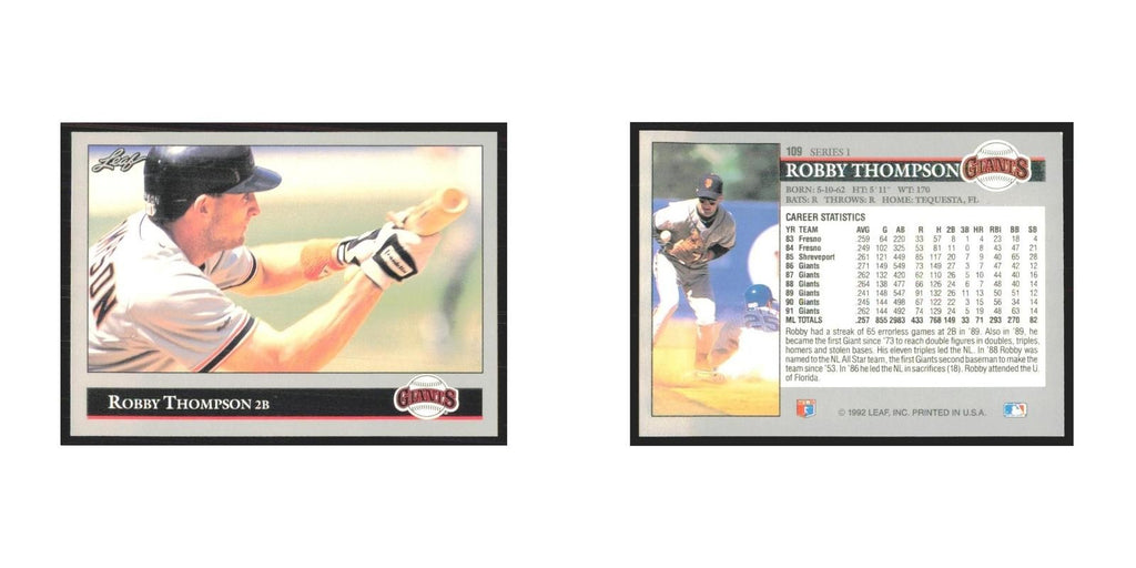 1992 Leaf Robby Thompson Giants #109.0
