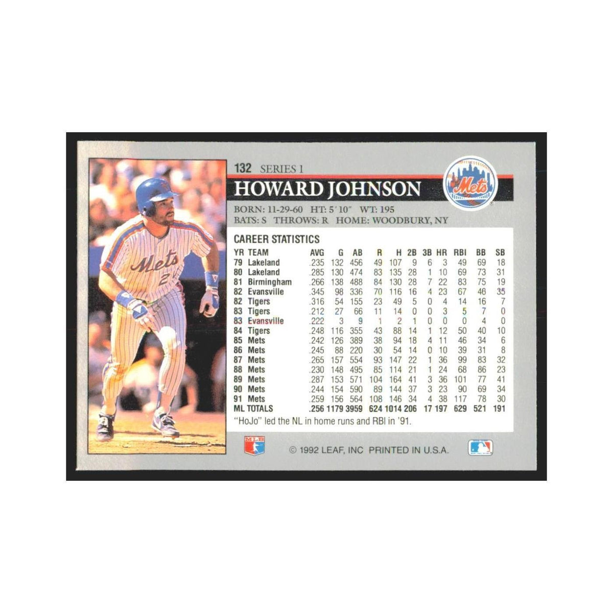 1992 Leaf Howard Johnson Mets #132.0