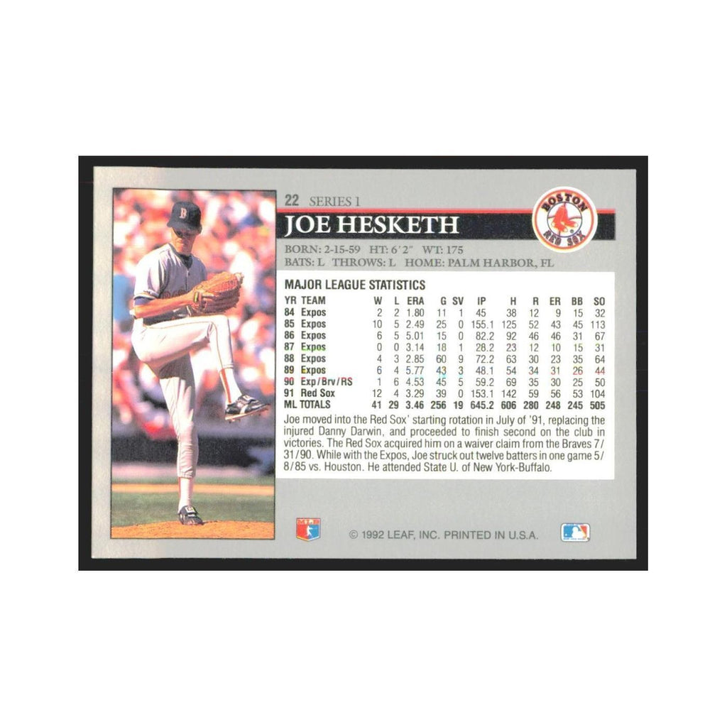 1992 Leaf Joe Hesketh Red Sox #22.0