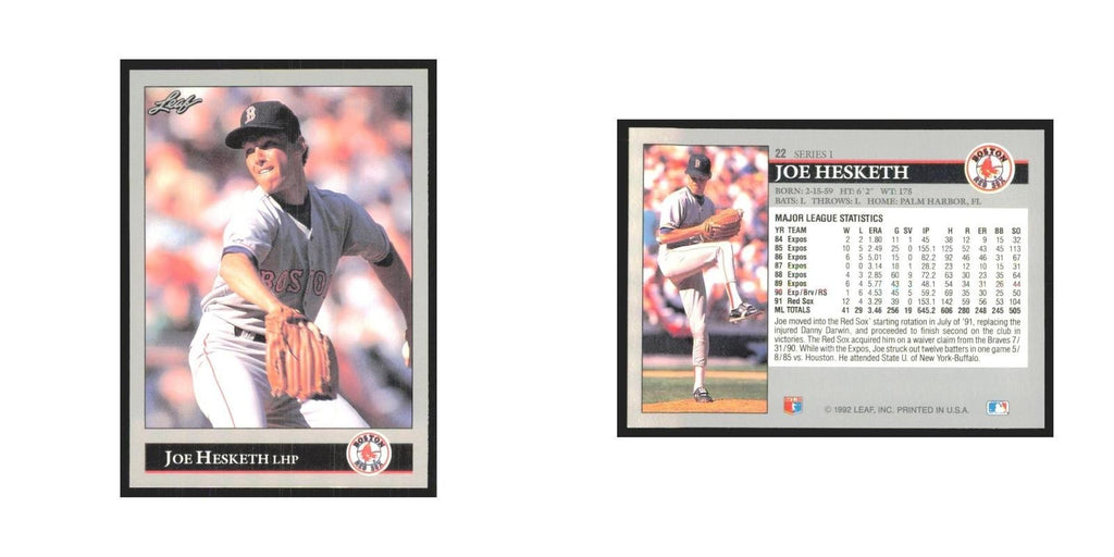 1992 Leaf Joe Hesketh Red Sox #22.0