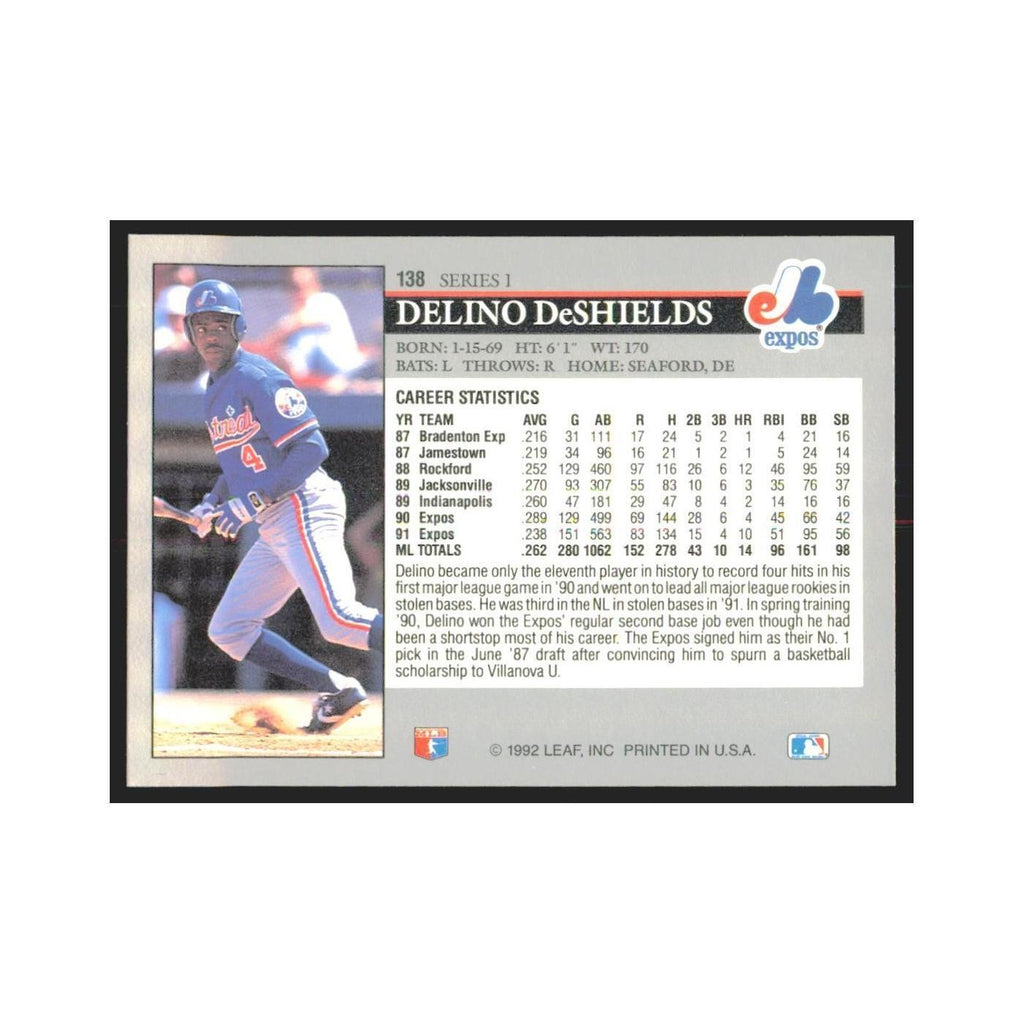 1992 Leaf Delino DeShields Montreal Expos #138.0
