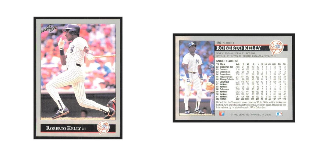 1992 Leaf Roberto Kelly Yankees #156.0