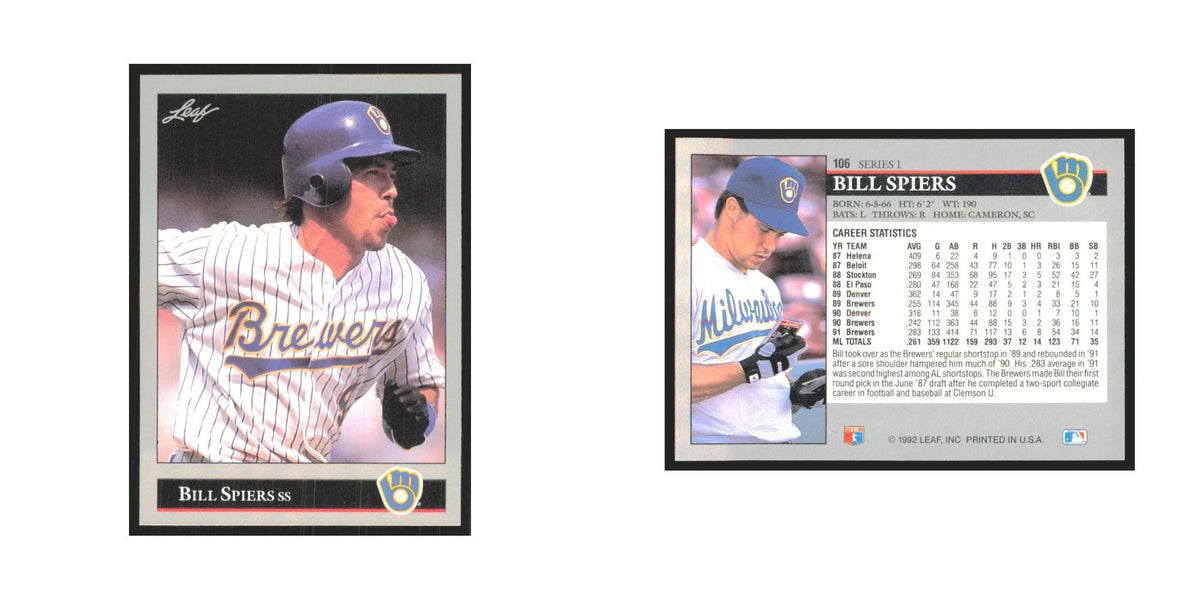 1992 Leaf Bill Spiers Brewers #106.0