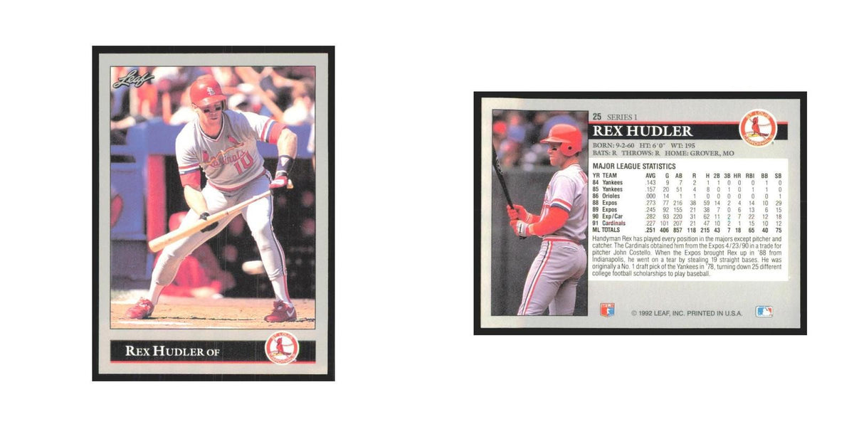 1992 Leaf Rex Hudler Cardinals #25.0