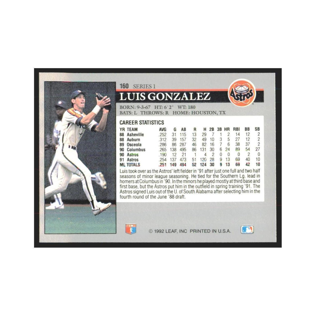 1992 Leaf Luis Gonzalez Astros #160.0