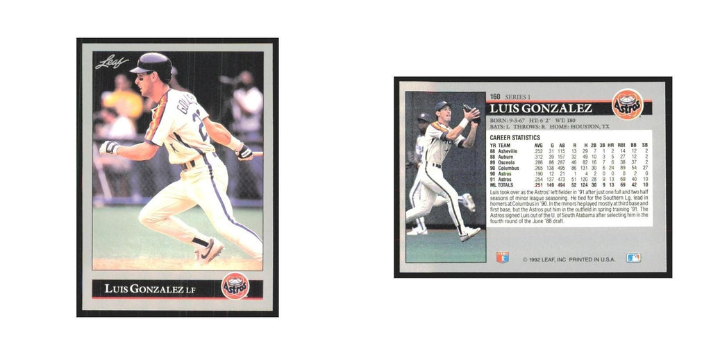 1992 Leaf Luis Gonzalez Astros #160.0