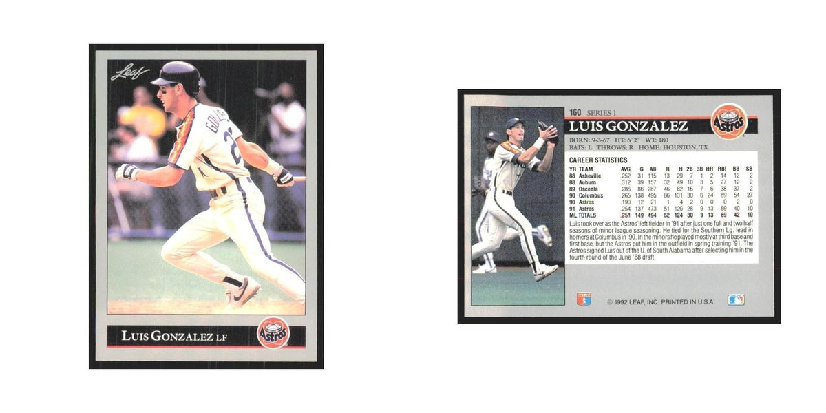 1992 Leaf Luis Gonzalez Astros #160.0