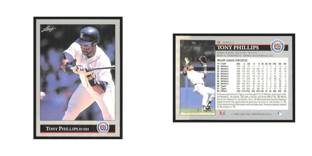 1992 Leaf Tony Phillips Tigers #40.0