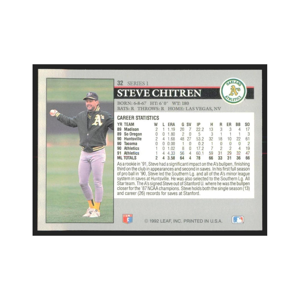 1992 Leaf Steve Chitren Athletics #32.0