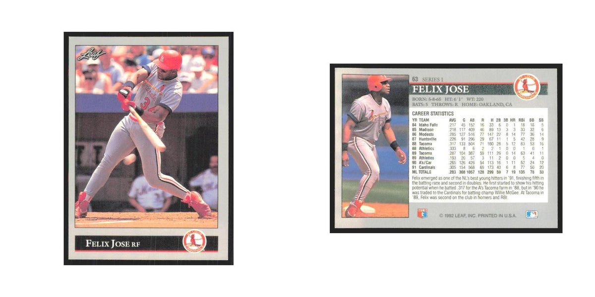 1992 Leaf Felix Jose Cardinals #63.0