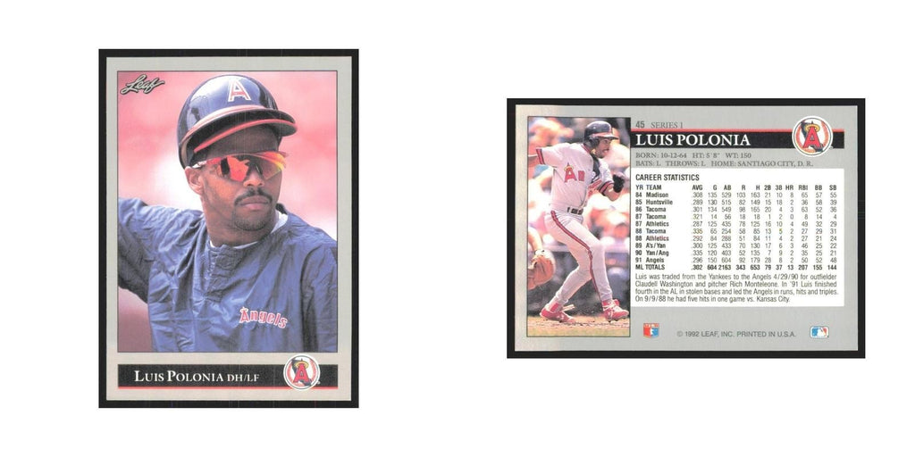1992 Leaf Luis Polonia Angels #45.0