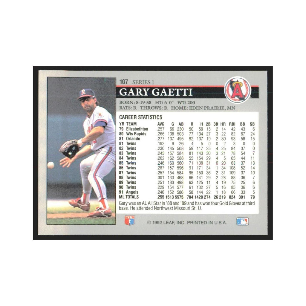1992 Leaf Gary Gaetti Angels #107.0