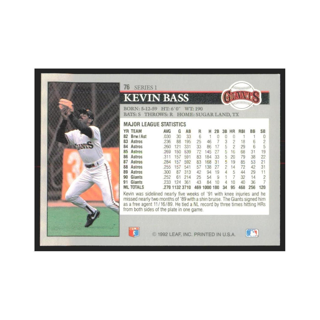 1992 Leaf Kevin Bass Giants #76.0