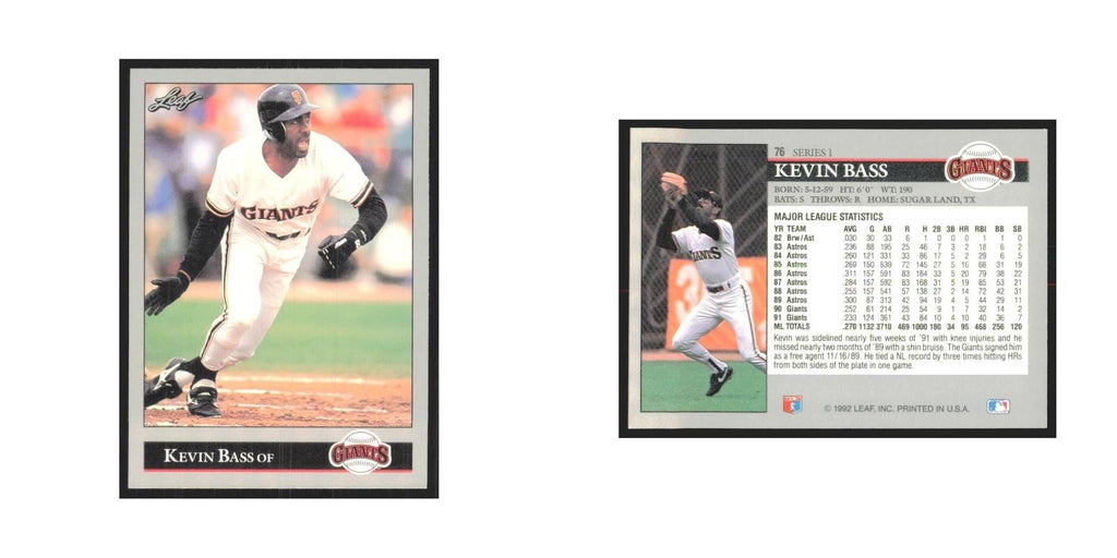 1992 Leaf Kevin Bass Giants #76.0