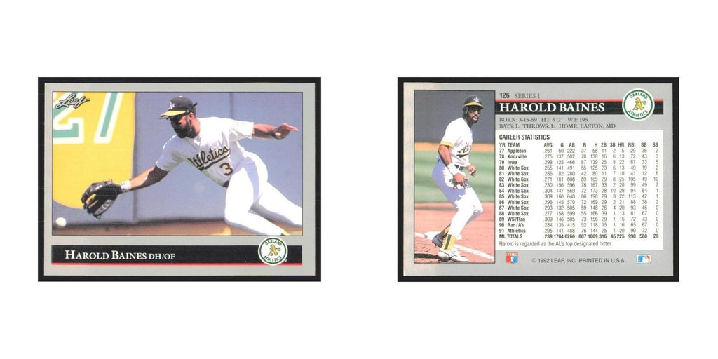 1992 Leaf Harold Baines Athletics #126.0