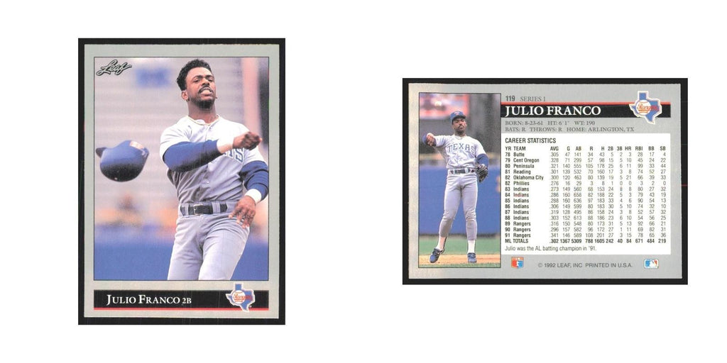 1992 Leaf Julio Franco Rangers #119.0