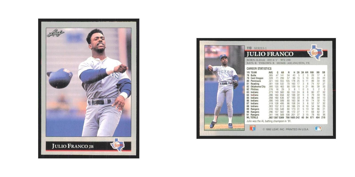 1992 Leaf Julio Franco Rangers #119.0