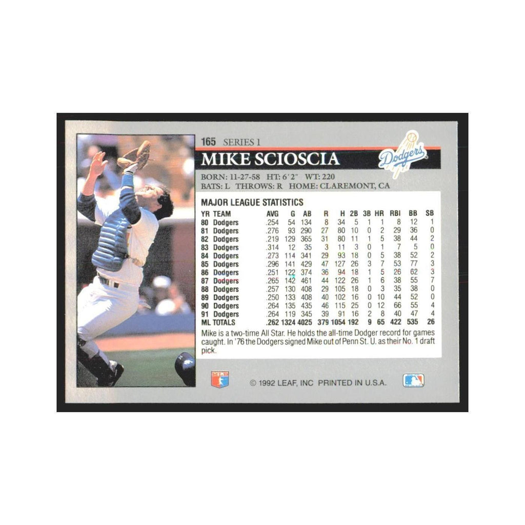 1992 Leaf Mike Scioscia Dodgers #165.0