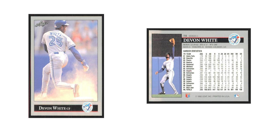 1992 Leaf Devon White Blue Jays #114.0