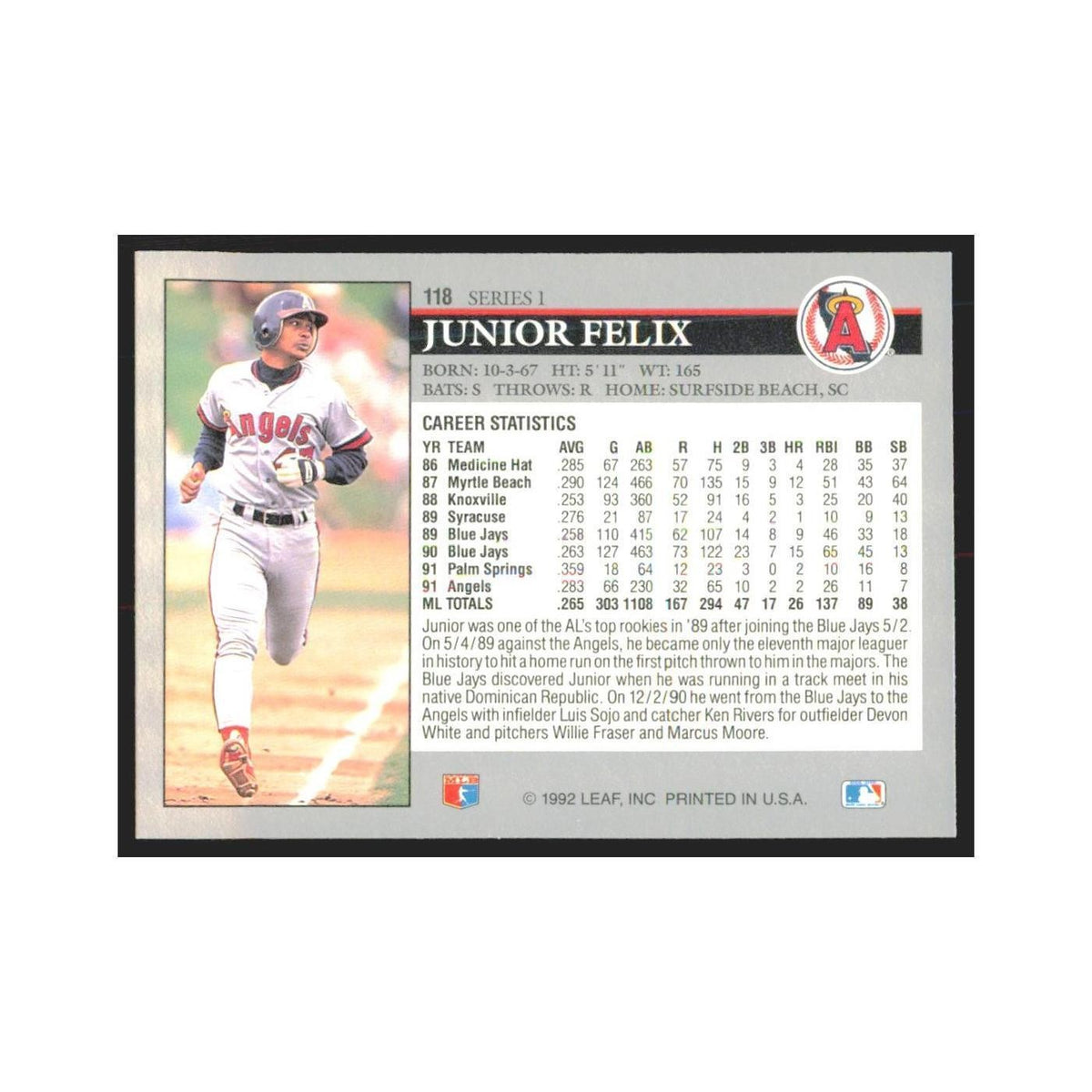 1992 Leaf Junior Felix Angels #118.0