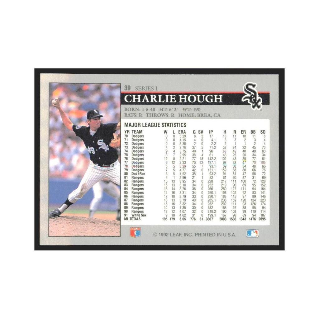 1992 Leaf Charlie Hough White Sox #39.0