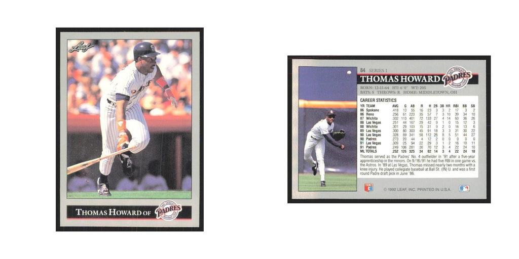 1992 Leaf Thomas Howard Padres #84.0