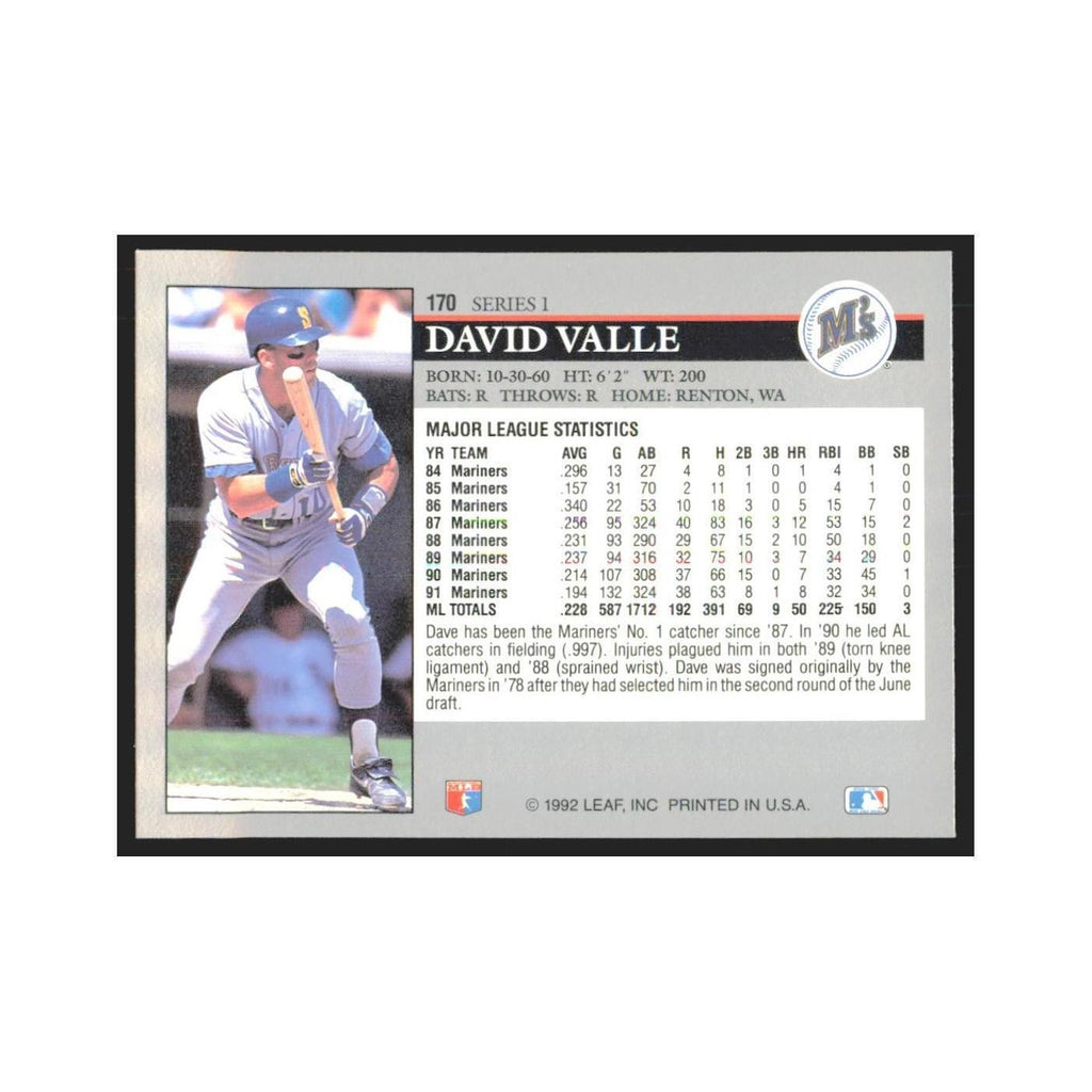 1992 Leaf David Valle Mariners #170.0