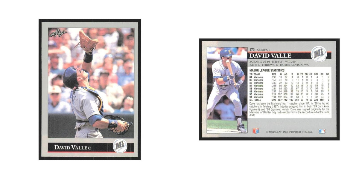 1992 Leaf David Valle Mariners #170.0