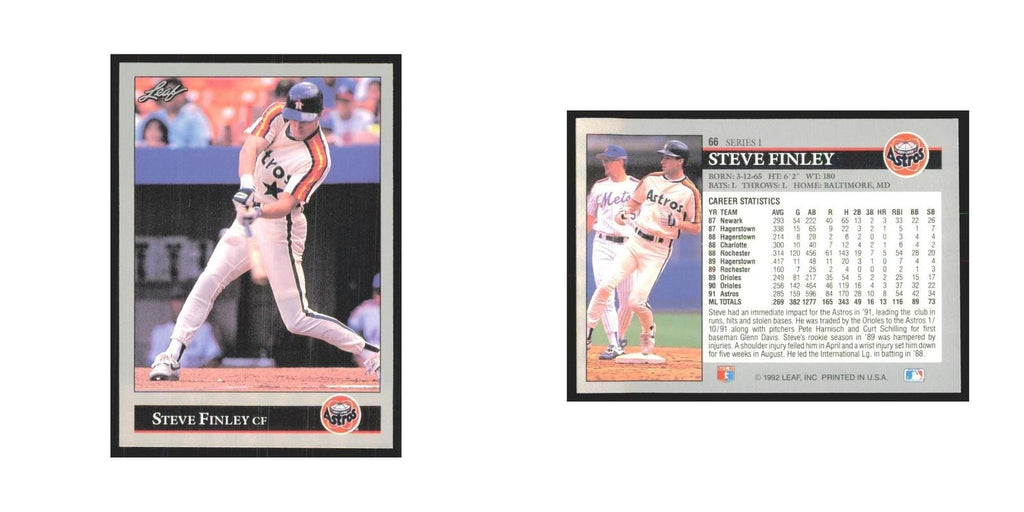 1992 Leaf Steve Finley Astros #66.0